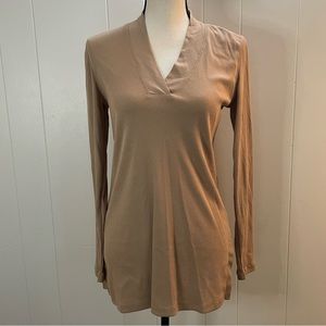 NWT Talbots Beige Ribbed Long Sleeve V-Neck Top.
